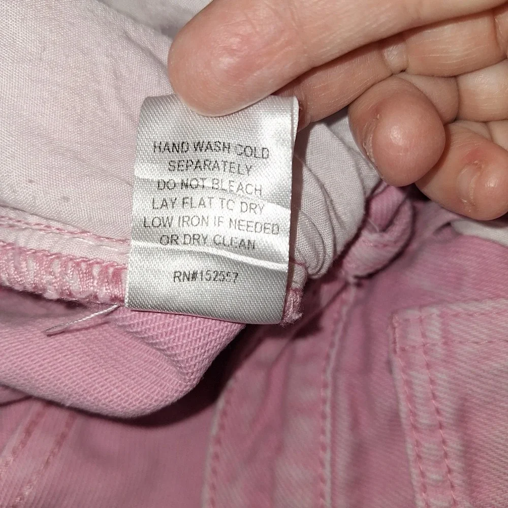 Pink‎ Denim Jeans High Waisted Wide Leg Y2K Bubblegum Sassy Shortcake L Large